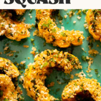 Photo of breaded delicata squash with garlic and herbs