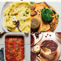 Photos of mashed potatoes, vegan cheese, lasagna, tiramisu pudding, cinnamon rolls, soup for our round-up of 60 reader-favorite holiday recipes perfect for menu planning