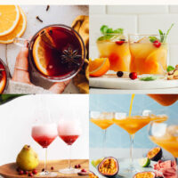 Assortment of festive Thanksgiving drinks including boozy and non-alcoholic options