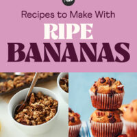 Photos recipes to make with ripe bananas including pancakes, muffins, cookies, and more